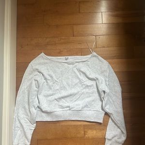 garage off the shoulder crewneck